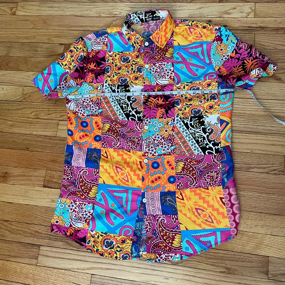 🎯Funky Bright Indie POP Short Sleeve Beach Tired Relax Casual Dress Button down